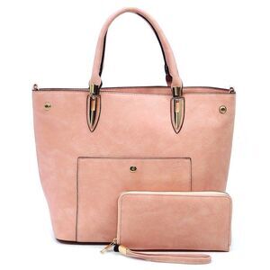 Women's Pink Fashion Top Handle Satchel Work Tote Bags 2pcs Set